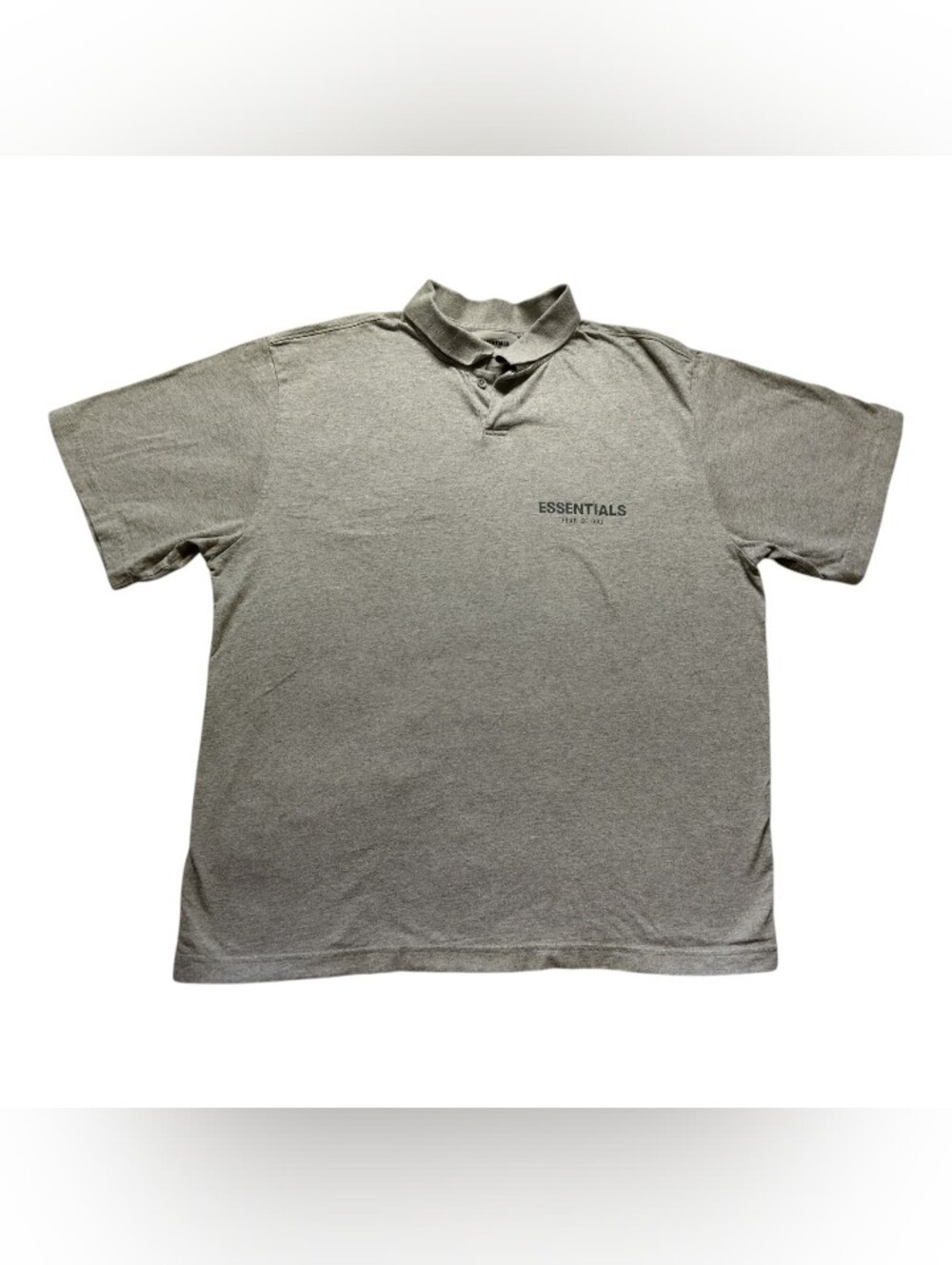 Fear Of God Essentials Polo Shirt Men's Medium Taupe Gray Short Sleeve Logo